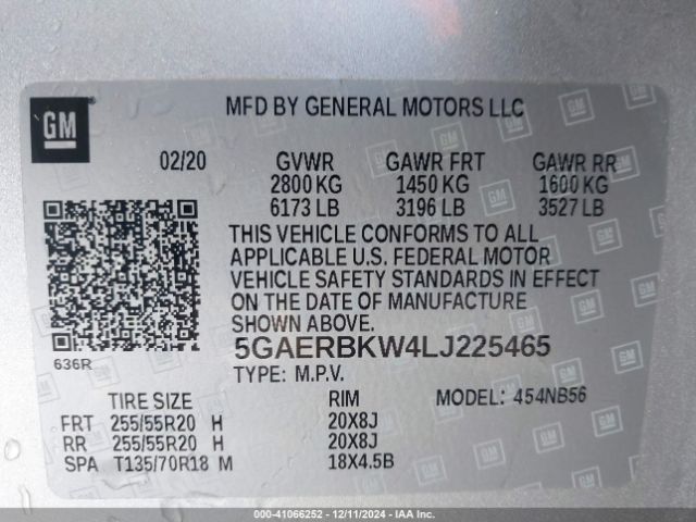 5GAERBKW4LJ225465 Buick Enclave Fwd Essence