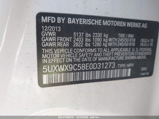 5UXWX9C58E0D31273 BMW X3 Xdrive28i