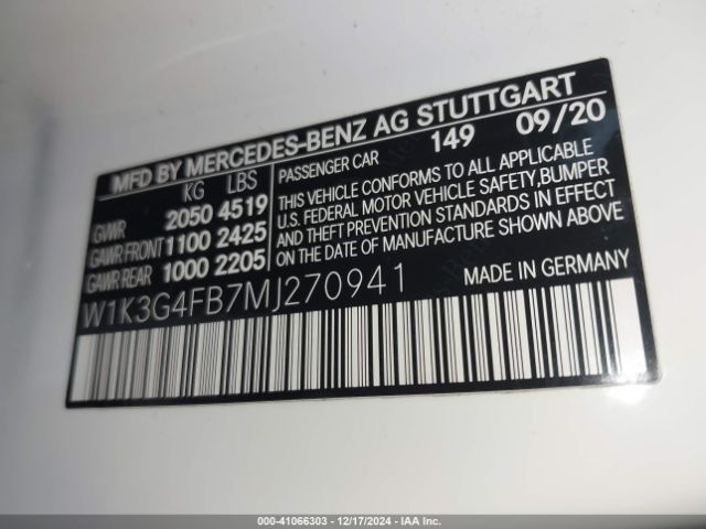 W1K3G4FB7MJ270941 Mercedes-Benz A 220 4matic