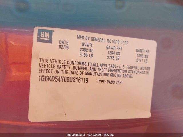2005 CADILLAC DEVILLE 1G6KD54Y05U216119 Photo 8