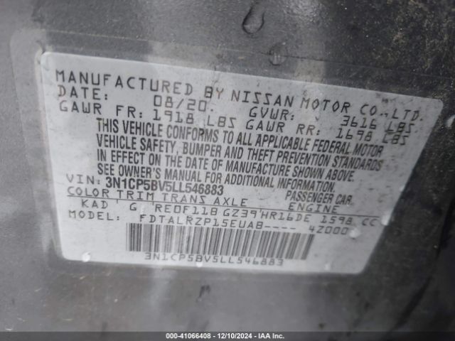 3N1CP5BV5LL546883 Nissan Kicks S Xtronic Cvt
