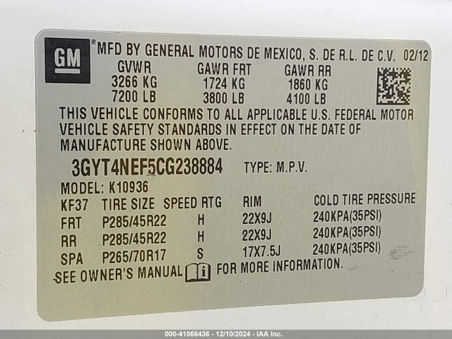 2012 CADILLAC ESCALADE EXT 3GYT4NEF5CG238884 Photo 8