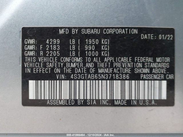 4S3GTAB65N3718386 Subaru Impreza Base 5-door