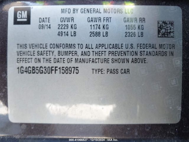 1G4GB5G30FF158975 Buick Lacrosse Leather