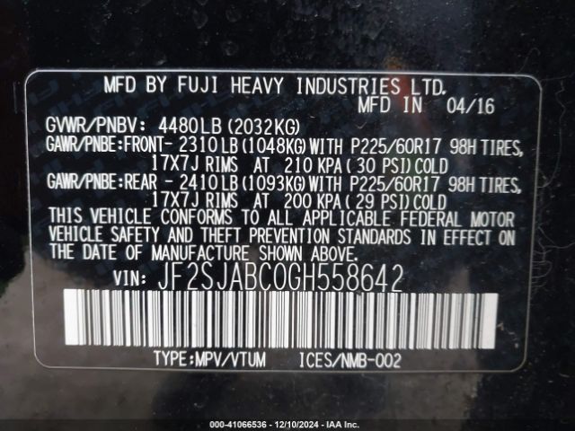 2016 SUBARU FORESTER JF2SJABC0GH558642 Photo 8