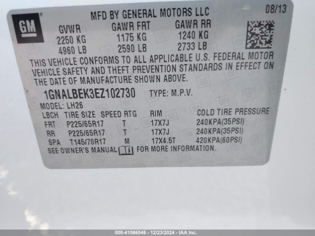 1GNALBEK3EZ102730 Chevrolet EQUINOX 1LT