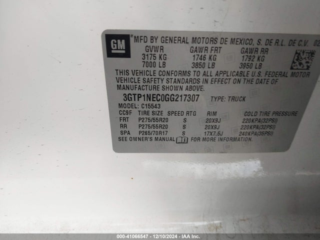 3GTP1NEC0GG217307 GMC Sierra 1500 Slt