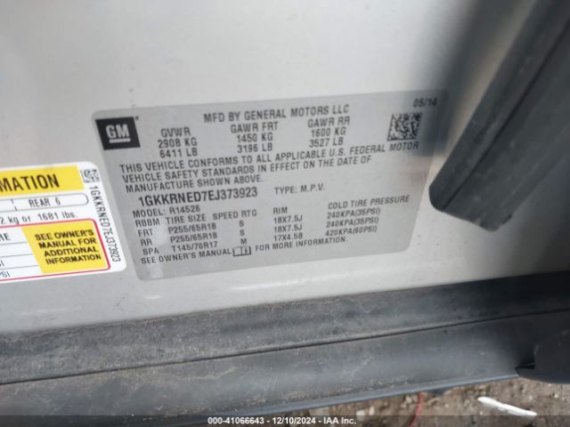 1GKKRNED7EJ373923 GMC Acadia Sle-1