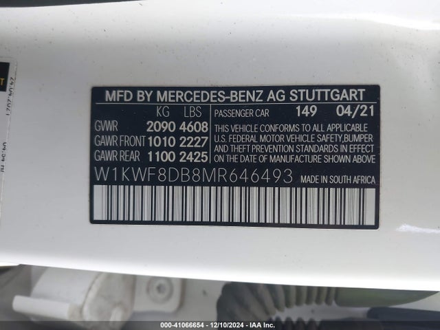 W1KWF8DB8MR646493 Mercedes-Benz C 300 Sedan