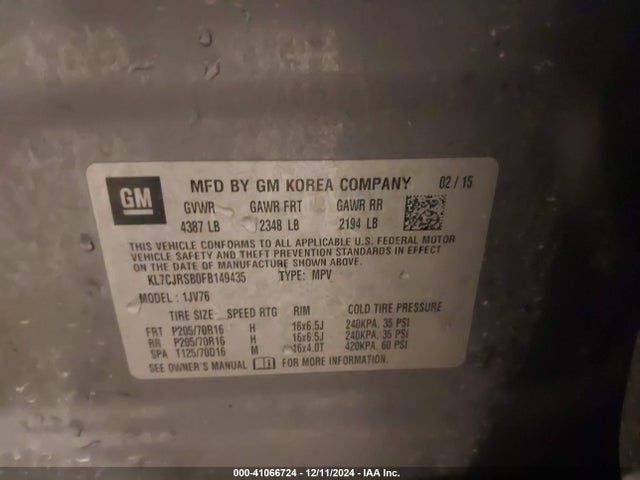 Chevrolet Trax Lt 2015 KL7CJRSB0FB149435 Image 9