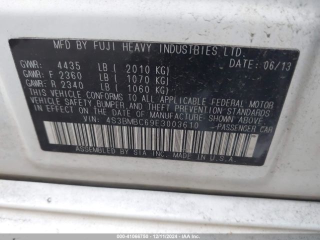 4S3BMBC69E3003610 Subaru Legacy 2.5i Premium
