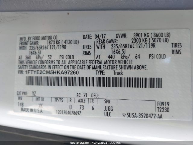 1FTYE2CM5HKA97260 Ford Transit-150