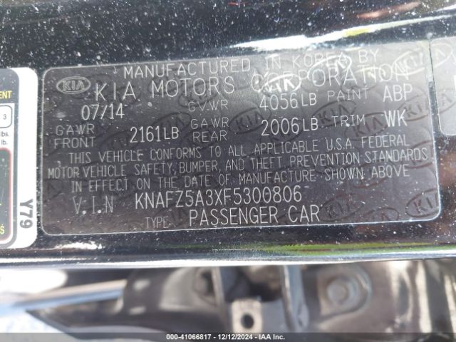 KNAFZ5A3XF5300806 KIA FORTE SX