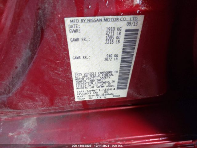 1N4AL3AP9EC128984 Nissan Altima 2.5 Sv