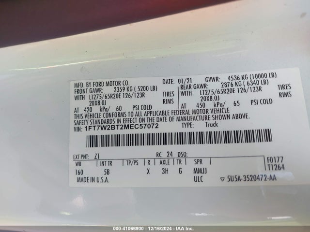 1FT7W2BT2MEC57072 Ford F-250 Lariat
