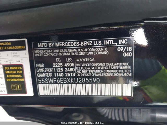 55SWF6EBXKU285590 Mercedes-Benz Amg C 43 4matic