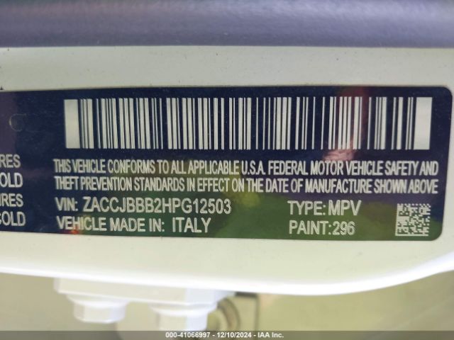 ZACCJBBB2HPG12503 Jeep Renegade Altitude 4x4