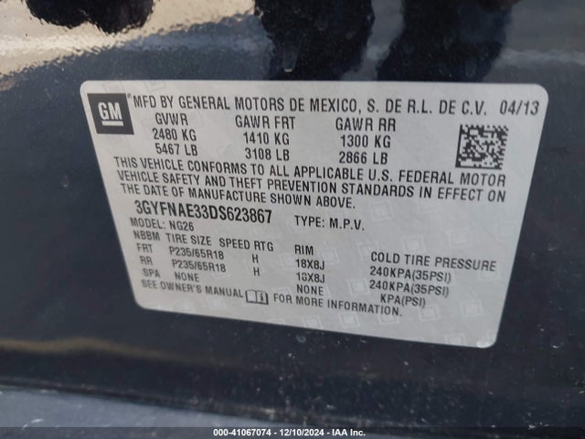 2013 CADILLAC SRX 3GYFNAE33DS623867 Photo 8