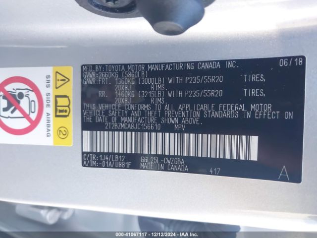 2T2BZMCA8JC156610 Lexus RX 350