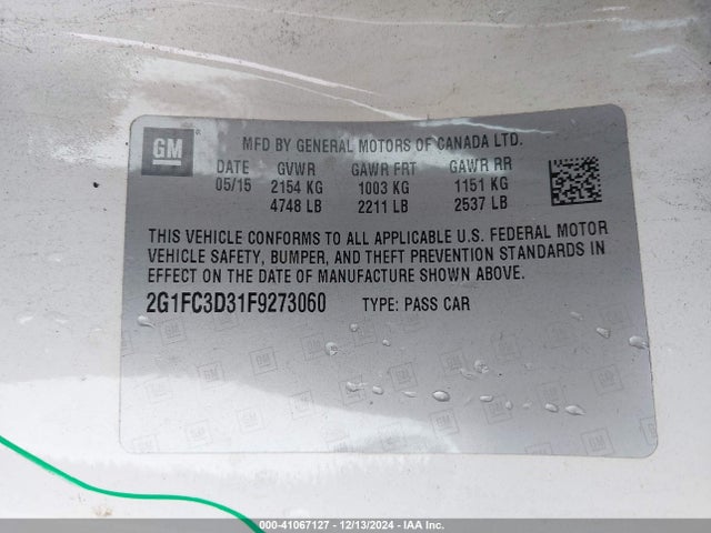 Chevrolet Camaro 1lt 2015 2G1FC3D31F9273060 Image 9