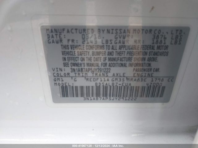 3N1AB7AP5JY291222 Nissan SENTRA S
