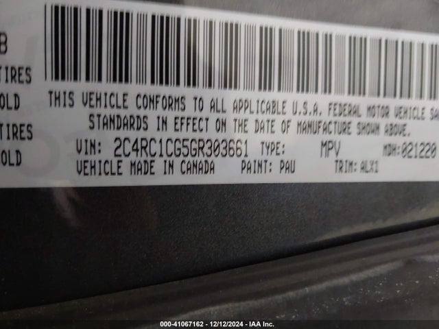 2C4RC1CG5GR303661 Chrysler Town & Country Touring-l Anniversary Edition