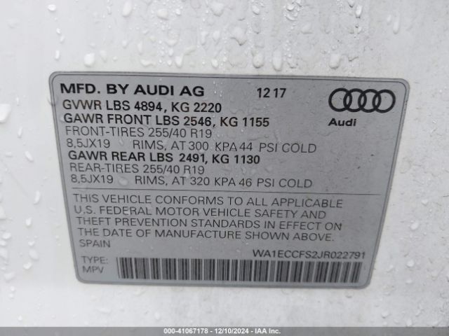 2018 AUDI Q3 WA1ECCFS2JR022791 Photo 8