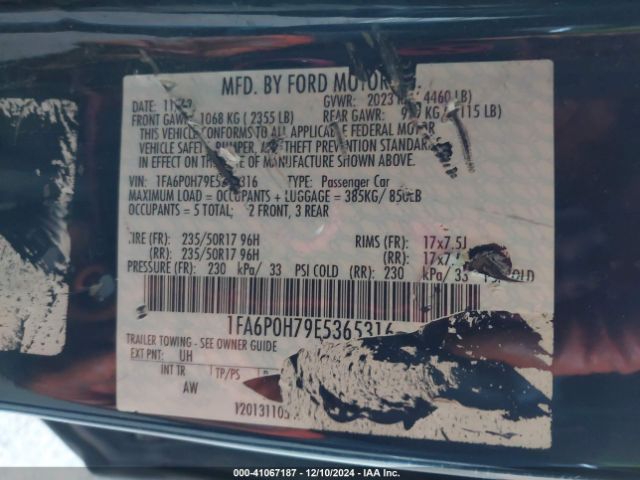 1FA6P0H79E5365316 Ford FUSION SE