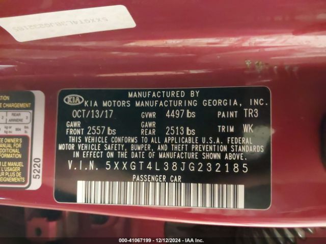 5XXGT4L38JG232185 KIA Optima S