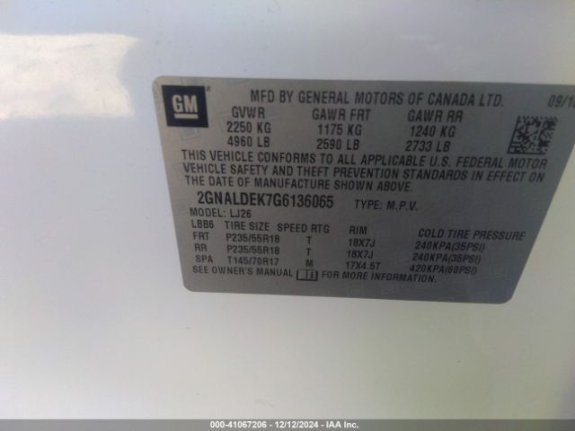 2GNALDEK7G6136065 Chevrolet Equinox Ltz