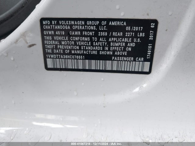 1VWDT7A36HC076551 Volkswagen Passat 1.8t R-line