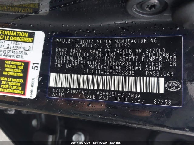 Toyota CAMRY LE 2023 4T1C11AK6PU752896 Image 9