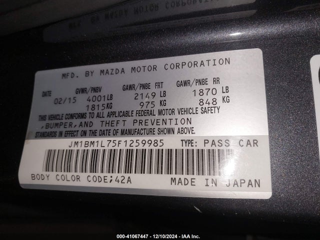 Mazda Mazda3 I Touring 2015 JM1BM1L75F1259985 Image 9