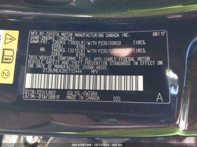 2T2BZMCA3HC112444 Lexus RX 350