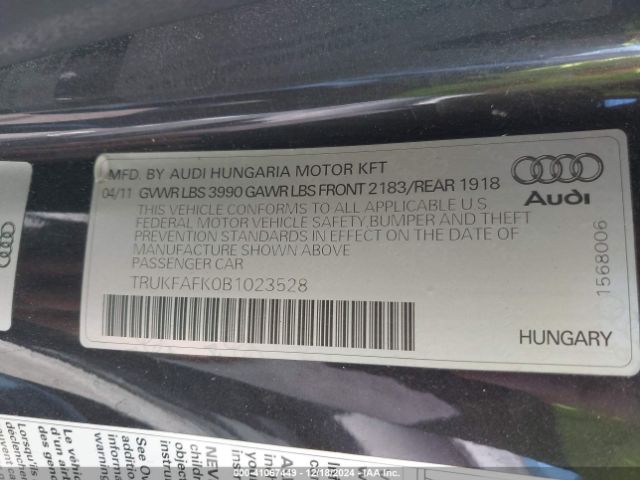2011 AUDI TT TRUKFAFK0B1023528 Photo 8