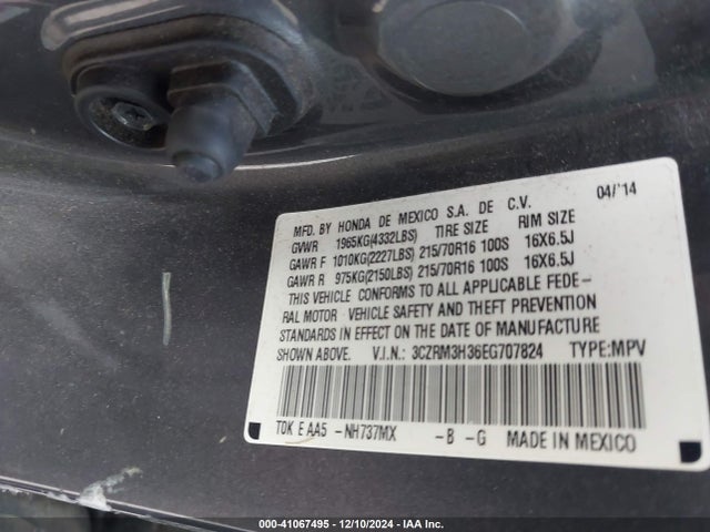 Honda CR-V LX 2014 3CZRM3H36EG707824 Image 9