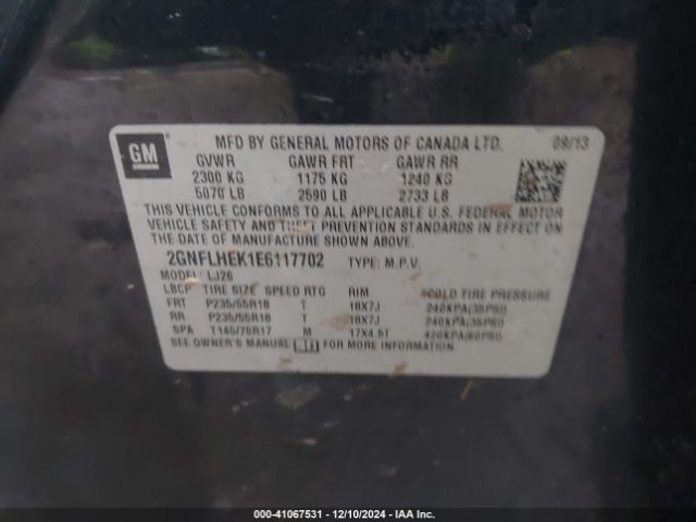 2GNFLHEK1E6117702 Chevrolet Equinox Ltz