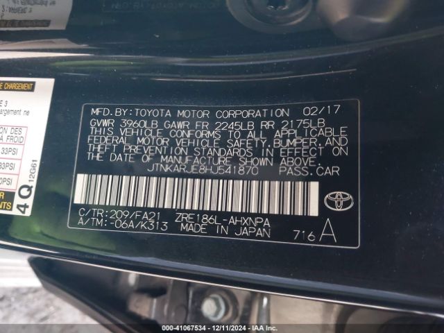 JTNKARJE8HJ541870 Toyota COROLLA IM