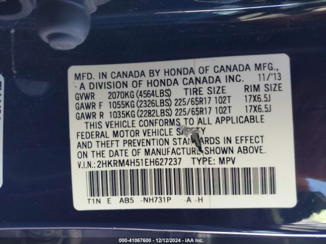 2HKRM4H51EH627237 Honda CR-V EX