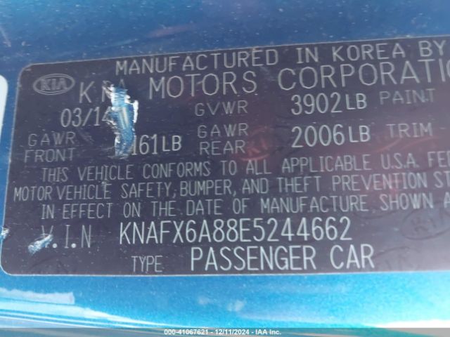 KNAFX6A88E5244662 KIA Forte Koup Ex