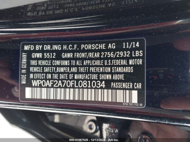 2015 PORSCHE PANAMERA WP0AF2A70FL081034 Photo 8