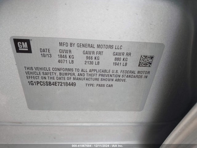 Chevrolet Cruze 1lt Auto 2014 1G1PC5SB4E7218449 Image 9