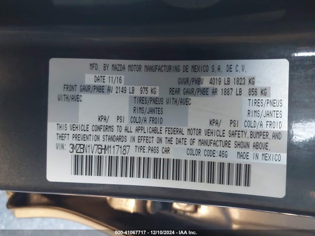 3MZBN1V76HM117187 Mazda Mazda3 Touring
