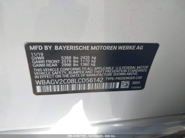 2020 BMW 840I GRAN COUPE WBAGV2C08LCD56142 Photo 8