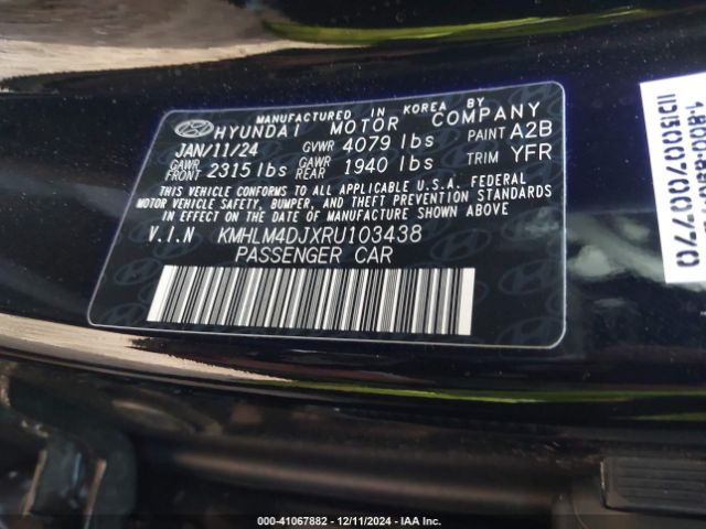 KMHLM4DJXRU103438 Hyundai Elantra Hybrid Blue