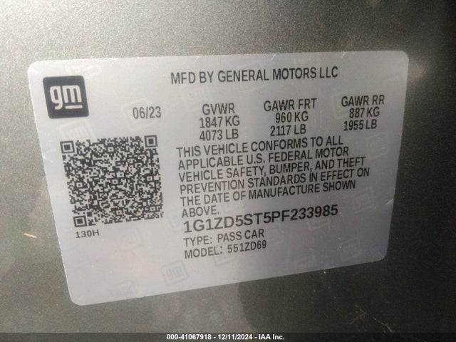 1G1ZD5ST5PF233985 Chevrolet Malibu Fwd 1lt