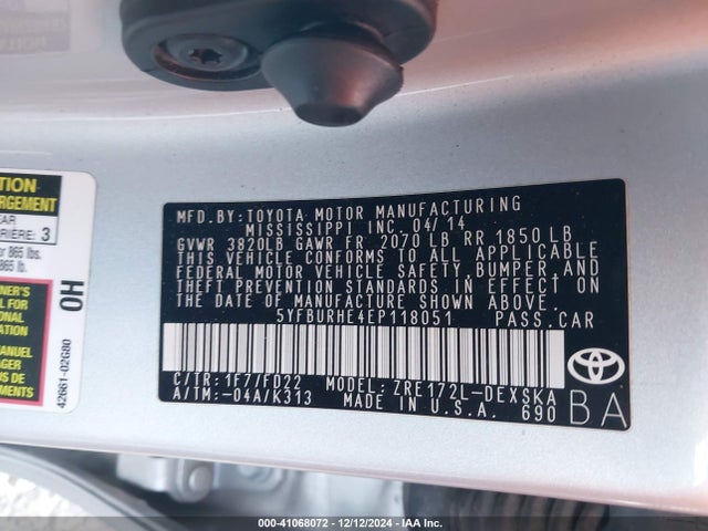 Toyota Corolla S Plus 2014 5YFBURHE4EP118051 Image 9