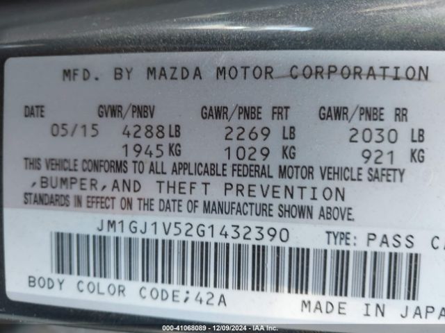 JM1GJ1V52G1432390 Mazda Mazda6 I Touring