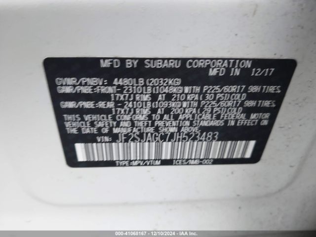 JF2SJAGC7JH523483 Subaru Forester 2.5i Premium
