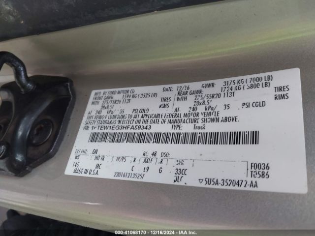 1FTEW1EG3HFA59343 Ford F-150 Xlt